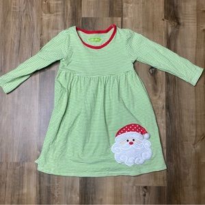 Be Mine Collection Santa Appliqué Green Stripes Toddler Girl Dress- Size 2